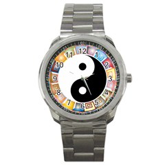 Yin Yang Eastern Asian Philosophy Sport Metal Watch by Nexatart