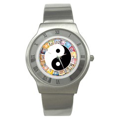 Yin Yang Eastern Asian Philosophy Stainless Steel Watch by Nexatart