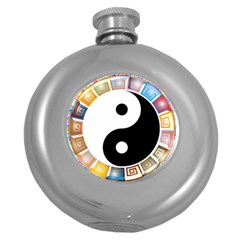 Yin Yang Eastern Asian Philosophy Round Hip Flask (5 Oz)