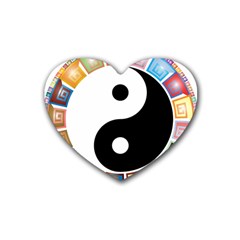 Yin Yang Eastern Asian Philosophy Rubber Coaster (heart)  by Nexatart