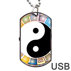 Yin Yang Eastern Asian Philosophy Dog Tag Usb Flash (two Sides) by Nexatart