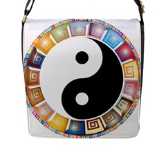 Yin Yang Eastern Asian Philosophy Flap Messenger Bag (l)  by Nexatart