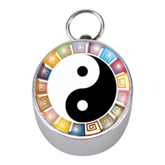 Yin Yang Eastern Asian Philosophy Mini Silver Compasses by Nexatart