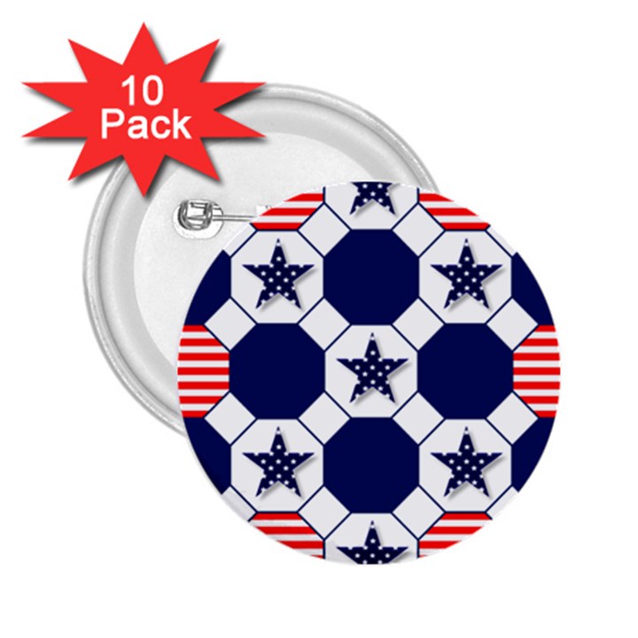 Patriotic Symbolic Red White Blue 2.25  Buttons (10 pack) 