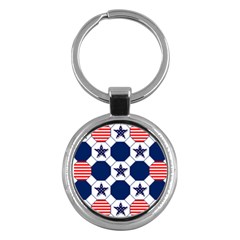 Patriotic Symbolic Red White Blue Key Chains (round)  by Nexatart