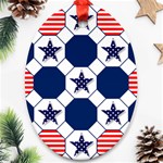 Patriotic Symbolic Red White Blue Oval Ornament (Two Sides) Front