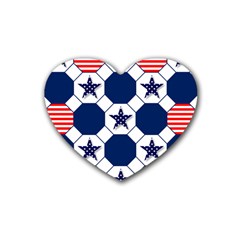 Patriotic Symbolic Red White Blue Rubber Coaster (heart)  by Nexatart