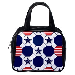 Patriotic Symbolic Red White Blue Classic Handbags (one Side) by Nexatart