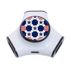 Patriotic Symbolic Red White Blue 3-port Usb Hub by Nexatart