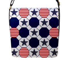 Patriotic Symbolic Red White Blue Flap Messenger Bag (l)  by Nexatart