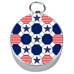 Patriotic Symbolic Red White Blue Silver Compasses by Nexatart