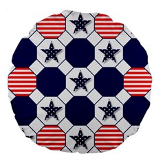 Patriotic Symbolic Red White Blue Large 18  Premium Flano Round Cushions by Nexatart