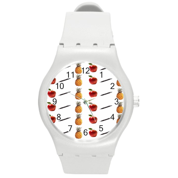 Ppap Pen Pineapple Apple Pen Round Plastic Sport Watch (M)