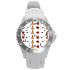 Ppap Pen Pineapple Apple Pen Round Plastic Sport Watch (l) by Nexatart