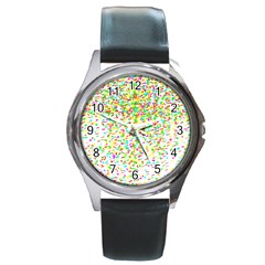 Confetti Celebration Party Colorful Round Metal Watch by Nexatart