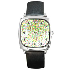 Confetti Celebration Party Colorful Square Metal Watch by Nexatart