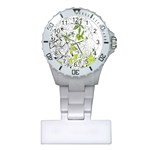 Floral Pattern Background Plastic Nurses Watch Front