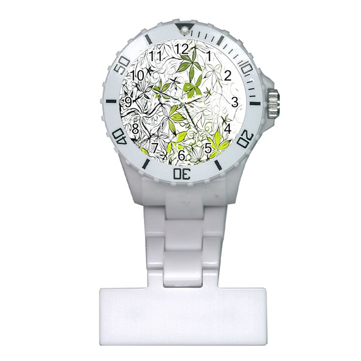 Floral Pattern Background Plastic Nurses Watch