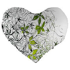 Floral Pattern Background Large 19  Premium Flano Heart Shape Cushions by Nexatart