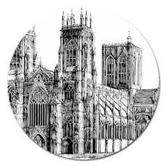 York Cathedral Vector Clipart Magnet 5  (round)