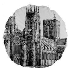 York Cathedral Vector Clipart Large 18  Premium Flano Round Cushions by Nexatart