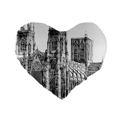 York Cathedral Vector Clipart Standard 16  Premium Flano Heart Shape Cushions by Nexatart