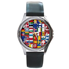 Europe Flag Star Button Blue Round Metal Watch