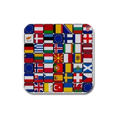 Europe Flag Star Button Blue Rubber Square Coaster (4 Pack)  by Nexatart