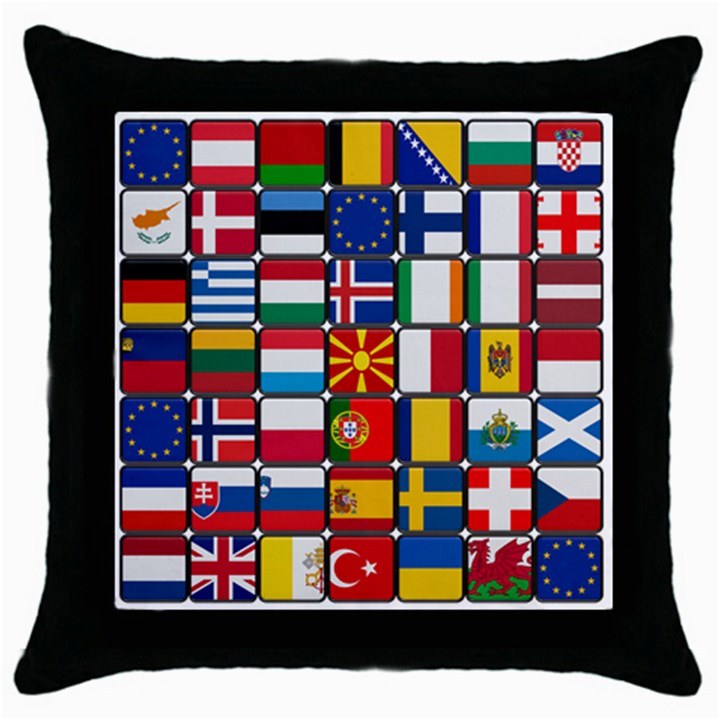 Europe Flag Star Button Blue Throw Pillow Case (Black)