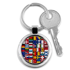 Europe Flag Star Button Blue Key Chains (round)  by Nexatart