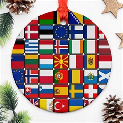 Europe Flag Star Button Blue Round Ornament (two Sides) by Nexatart