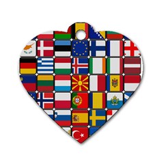 Europe Flag Star Button Blue Dog Tag Heart (two Sides) by Nexatart