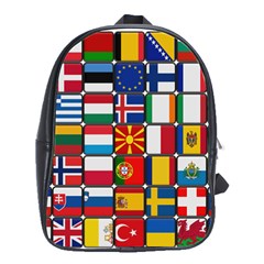 Europe Flag Star Button Blue School Bags(large)  by Nexatart