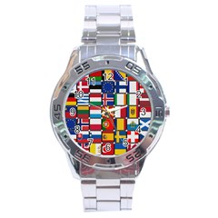 Europe Flag Star Button Blue Stainless Steel Analogue Watch by Nexatart