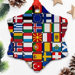 Europe Flag Star Button Blue Ornament (snowflake) by Nexatart