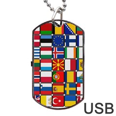 Europe Flag Star Button Blue Dog Tag Usb Flash (one Side)