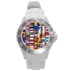 Europe Flag Star Button Blue Round Plastic Sport Watch (l) by Nexatart