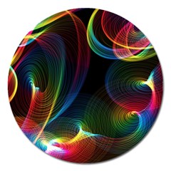 Abstract Rainbow Twirls Magnet 5  (round)