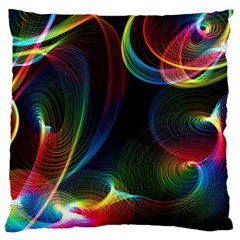 Abstract Rainbow Twirls Large Flano Cushion Case (two Sides) by Nexatart