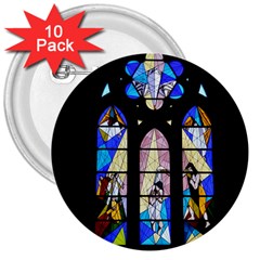 Art Church Window 3  Buttons (10 Pack) 