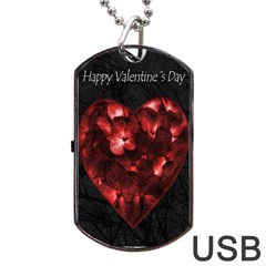 Dark Elegant Valentine Day Poster Dog Tag Usb Flash (one Side) by dflcprints