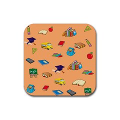 School Rocks! Rubber Coaster (square)  by athenastemple