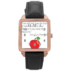 Fruit Of Education Rose Gold Leather Watch  by athenastemple