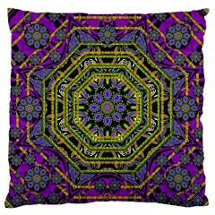 Wonderful Peace Flower Mandala Large Cushion Case (one Side) by pepitasart