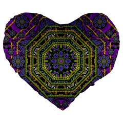 Wonderful Peace Flower Mandala Large 19  Premium Heart Shape Cushions