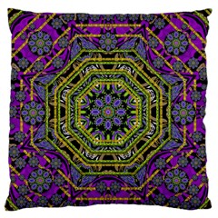 Wonderful Peace Flower Mandala Large Flano Cushion Case (One Side)