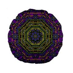 Wonderful Peace Flower Mandala Standard 15  Premium Flano Round Cushions by pepitasart