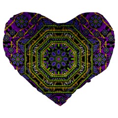 Wonderful Peace Flower Mandala Large 19  Premium Flano Heart Shape Cushions