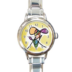 Art Abstract Exhibition Colours Round Italian Charm Watch by Nexatart