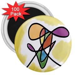 Art Abstract Exhibition Colours 3  Magnets (100 Pack) by Nexatart